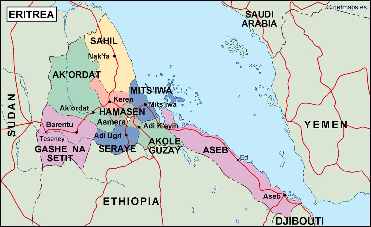 eritrea political map. Vector Eps maps. Eps Illustrator Map | A vector