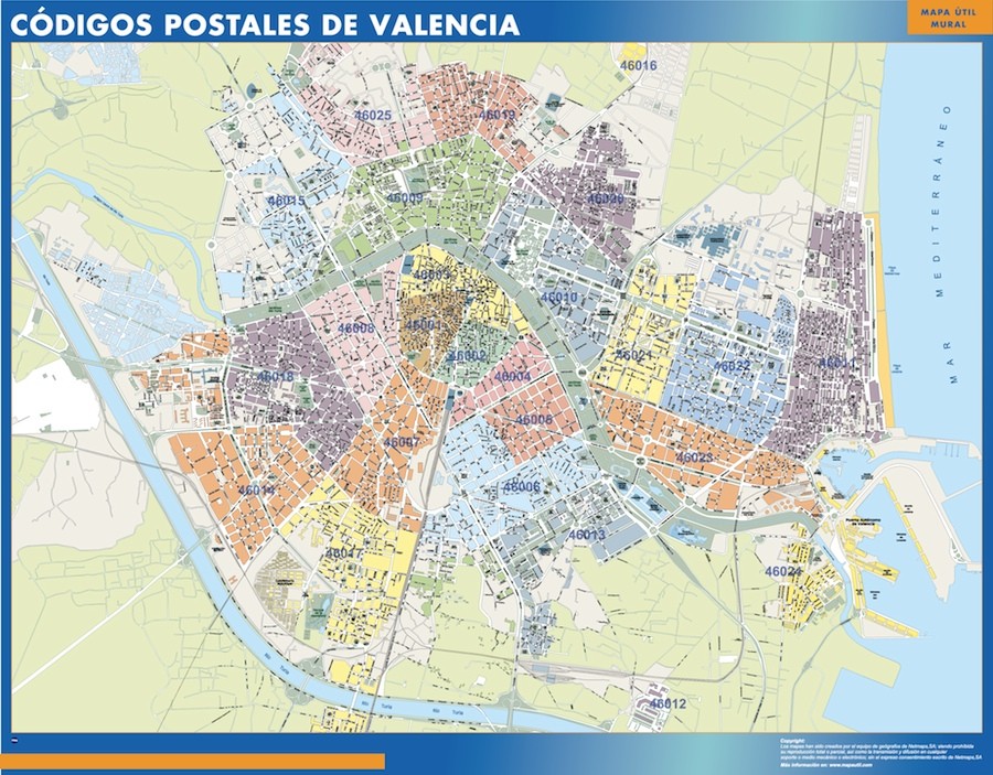 Valencia Codigos Postales mapa magnetico | A vector eps maps designed