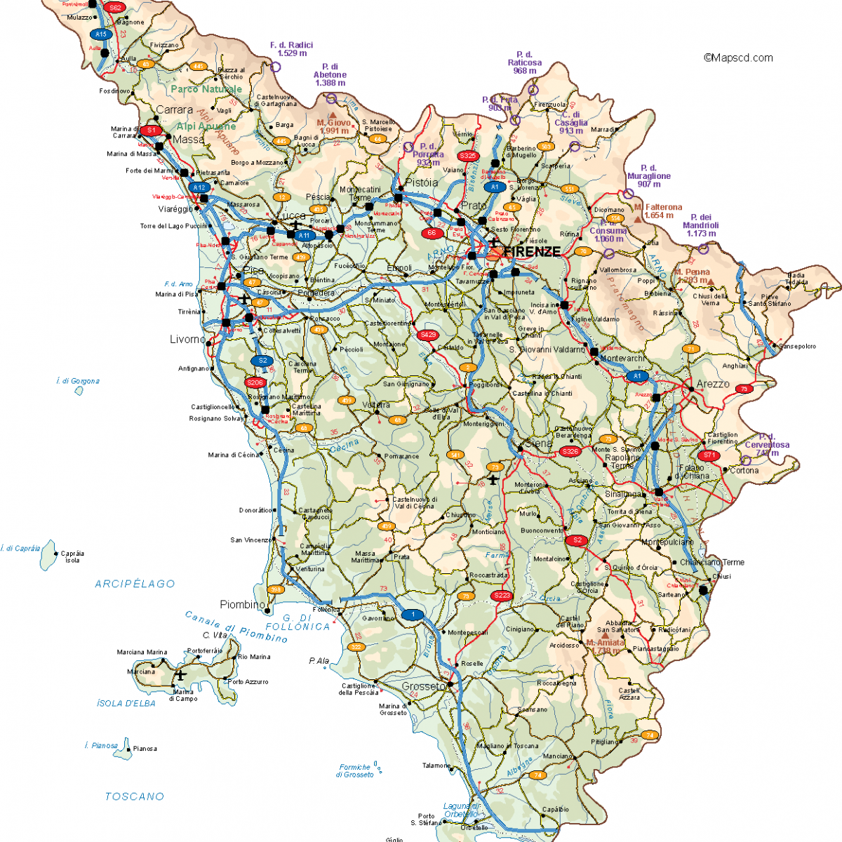 Toscana Vector Map | A vector eps maps designed by our cartographers