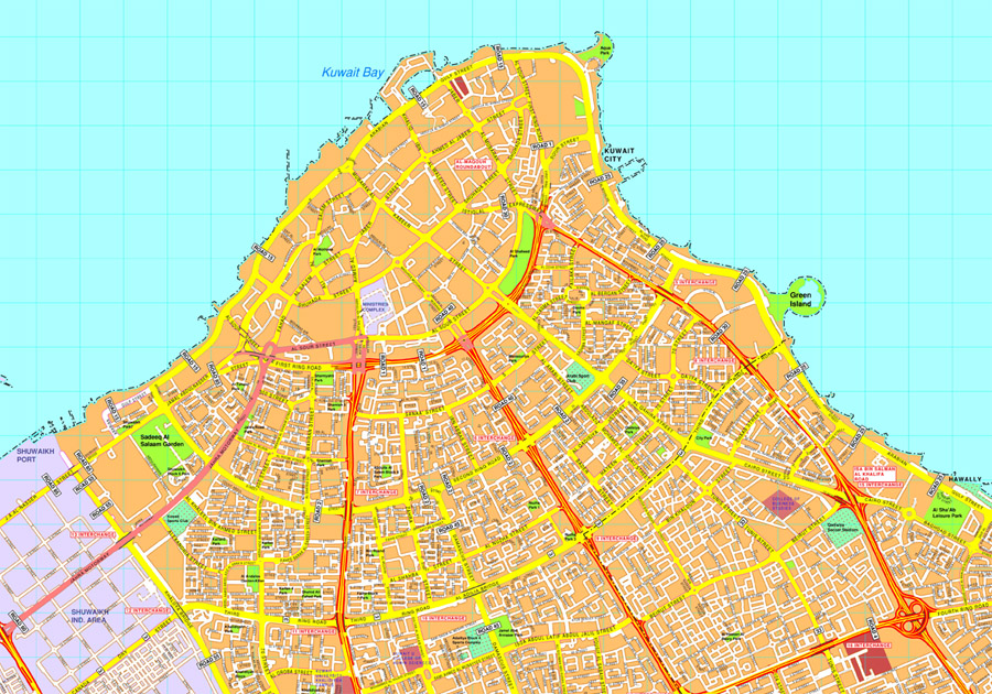 Kuwait City vector map. EPS Illustrator Vector Maps of Asia Cities. Eps ...