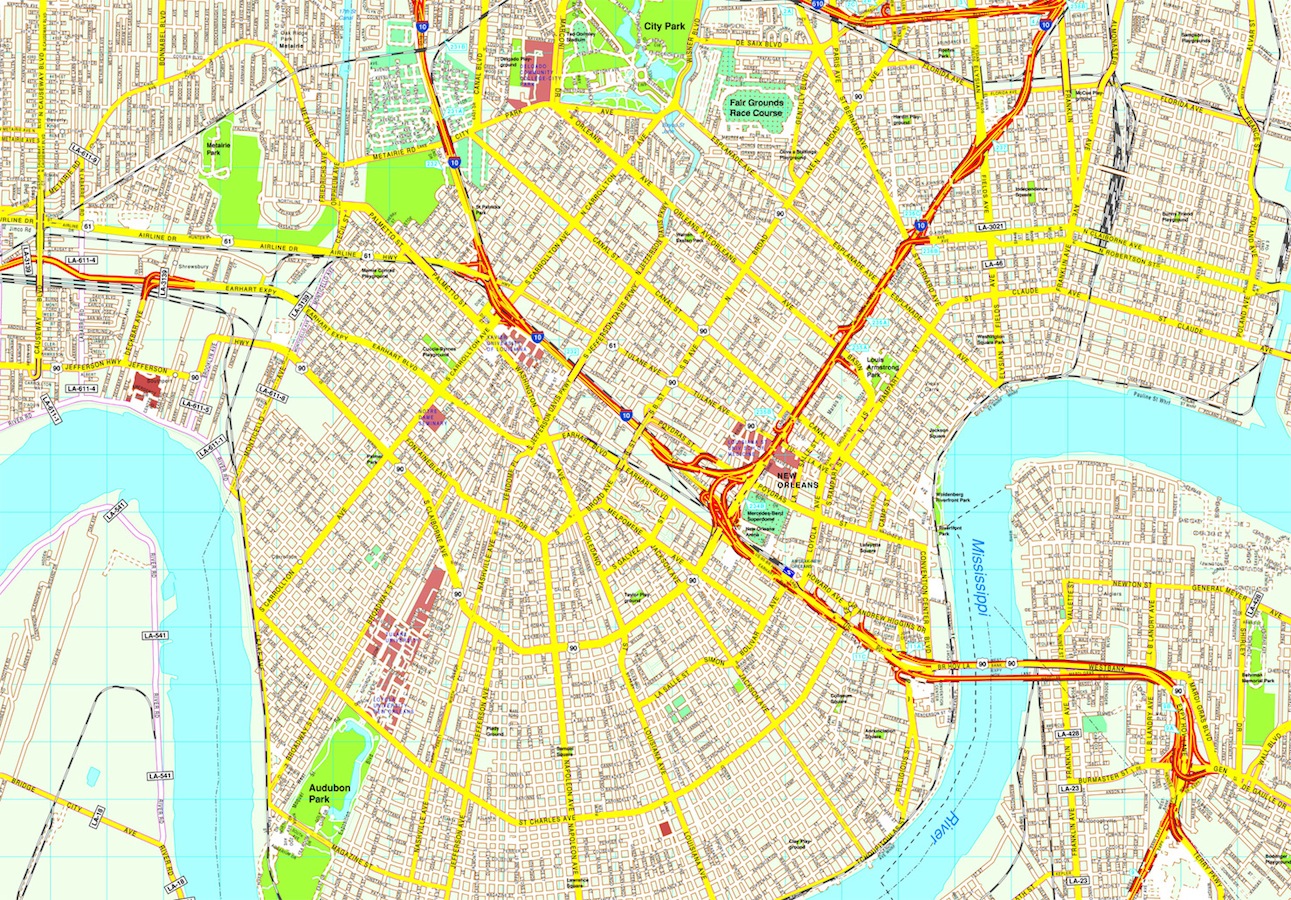 New Orleans Map. Eps Illustrator Vector City Maps Usa America. Eps  Illustrator Map | Vector World Maps