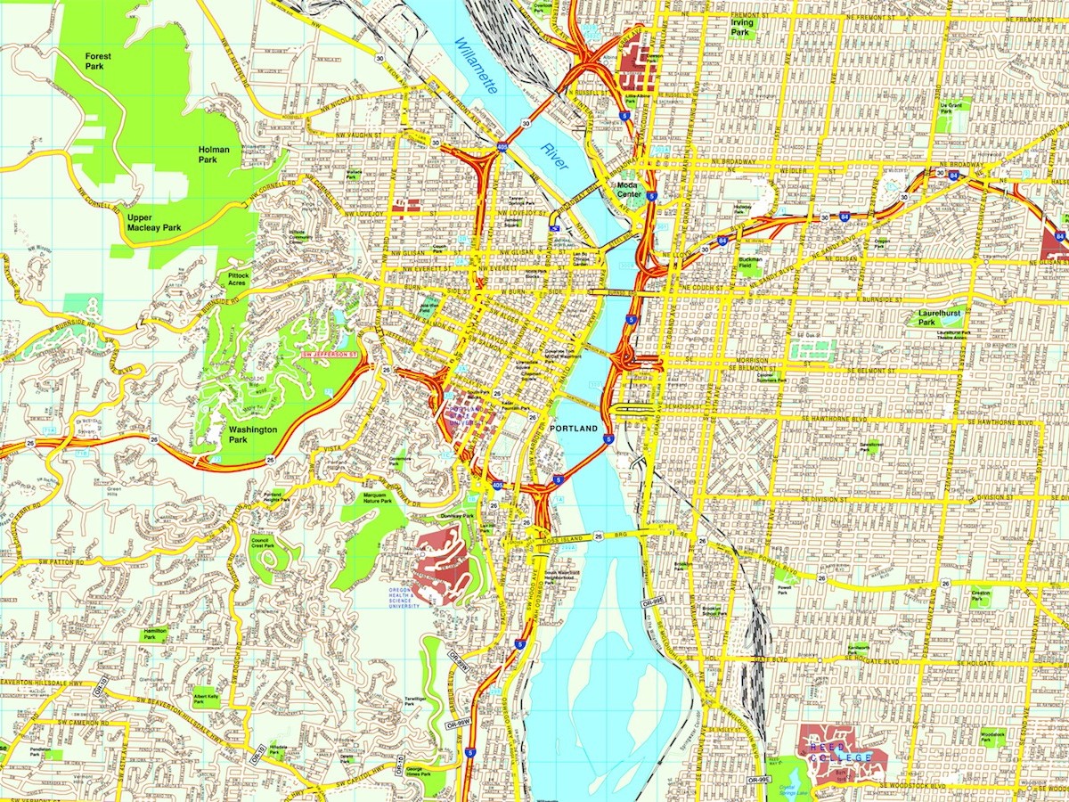 Portland map. Eps Illustrator Vector City Maps USA America. Eps