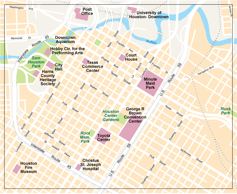 Houston City Center Map Eps Illustrator Vector City Maps Usa