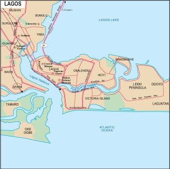 Lagos vector map. Eps Africa City Map. Illustrator Vector Maps. Eps Illustrator Map | Vector ...