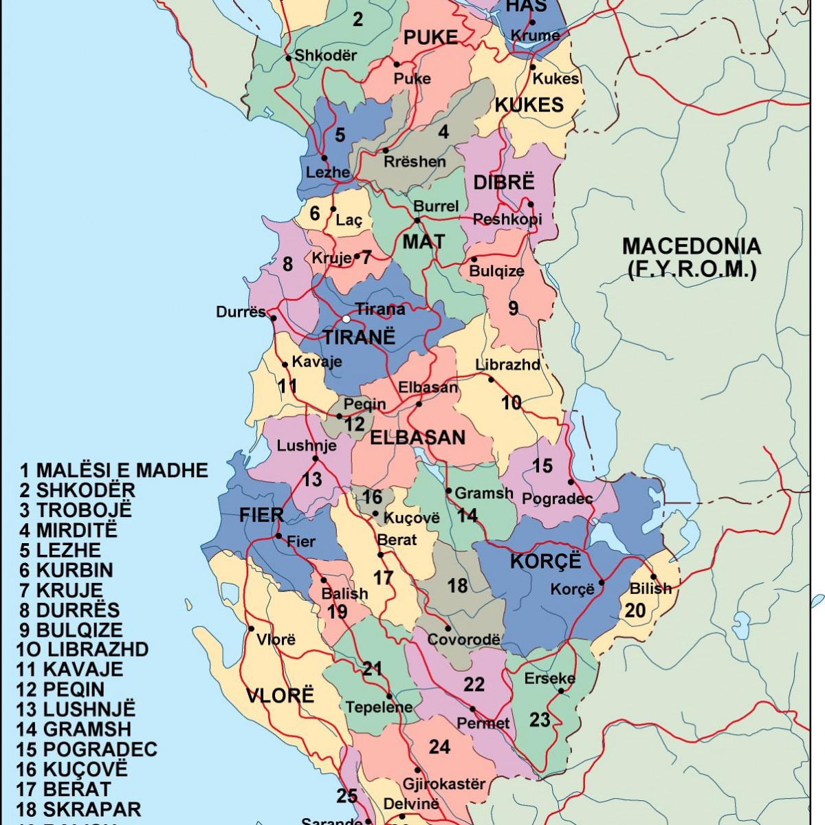Political Map Of Albania
