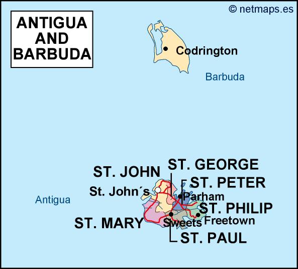 antigua and barbuda political map