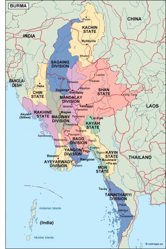 burma political map