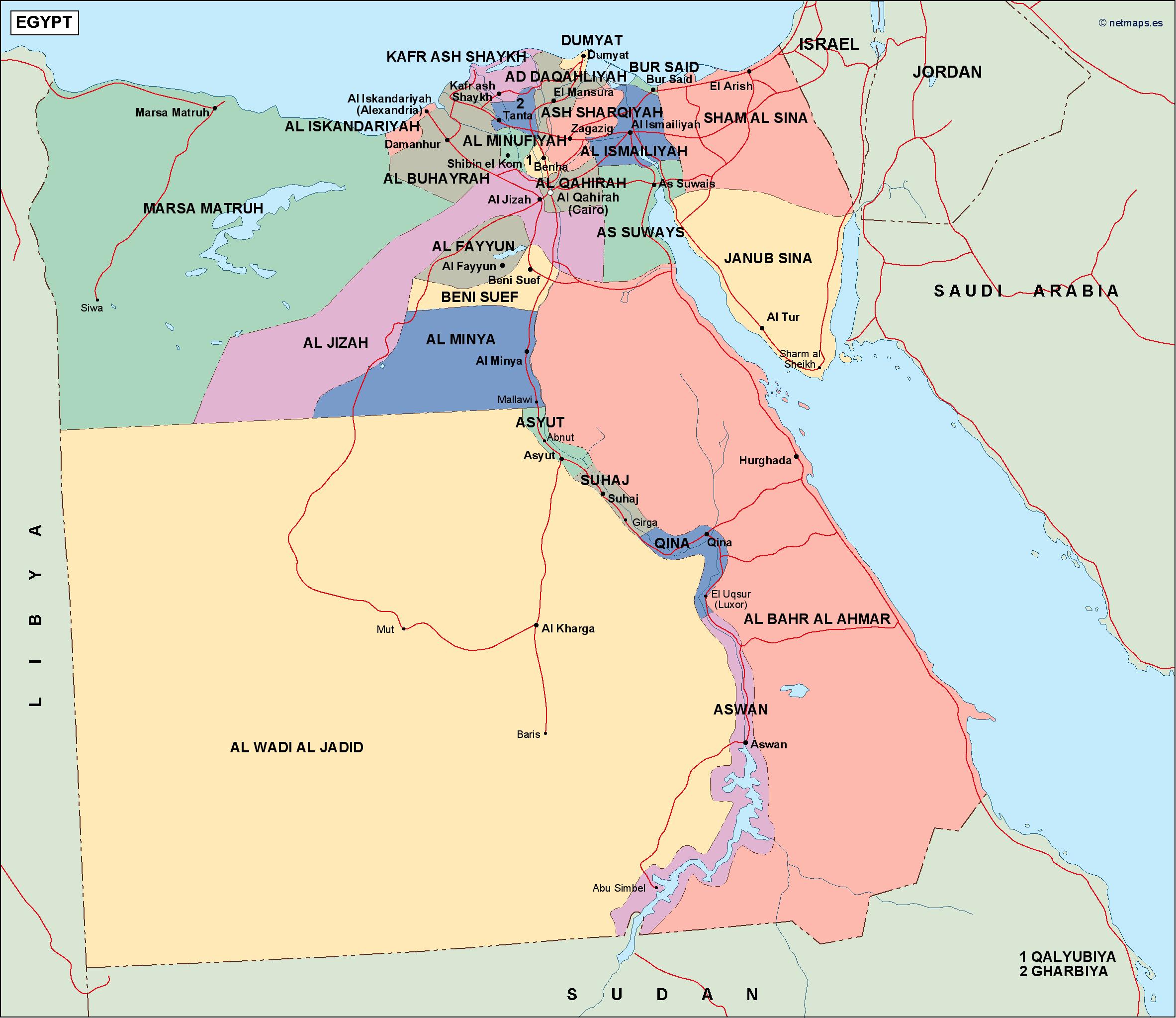 Egypt Political Map Vector Eps Maps Eps Illustrator Map Vector