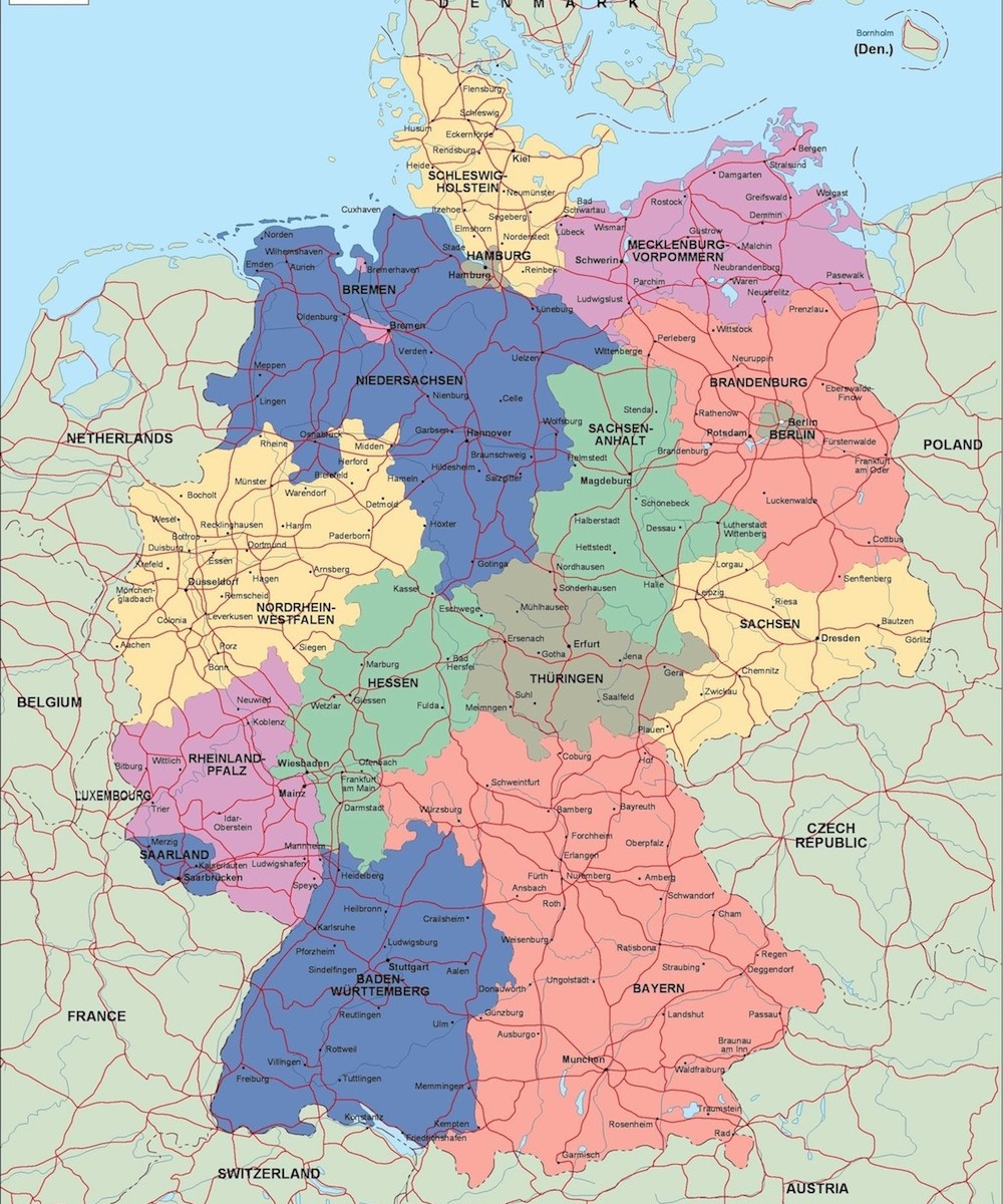 germany political map. Illustrator Vector Eps maps. Eps Illustrator Map ...