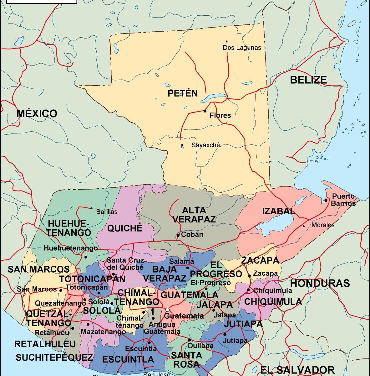 Guatemala Political Map Eps Illustrator Map Vector World Maps