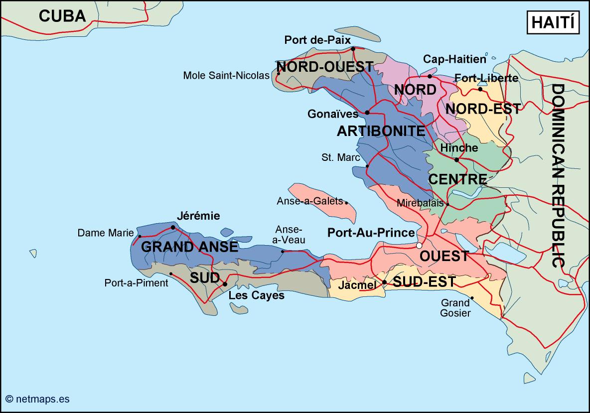 haiti political map. Eps Illustrator Map | Vector World Maps