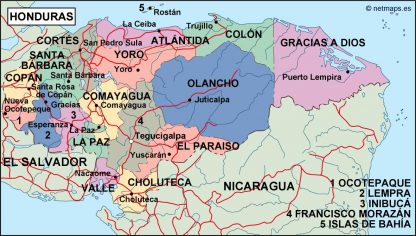 honduras political map