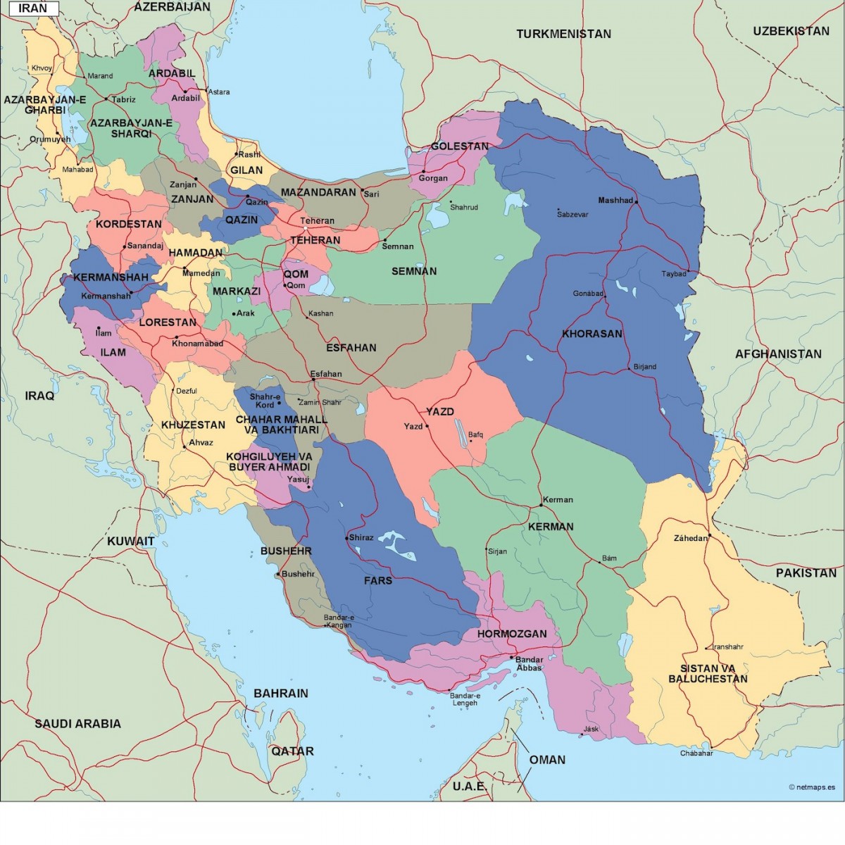Iran Political Map Eps Illustrator Map Vector World Maps