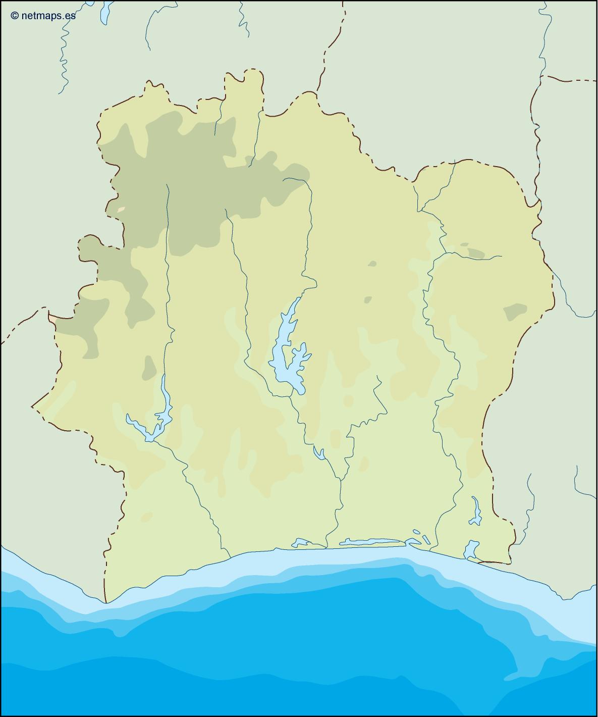 Ivory Coast Illustrator Map 