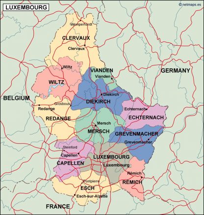 luxembourg political map