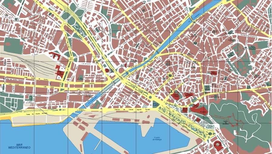 Malaga Vector map. Eps Illustrator Map | Vector World Maps