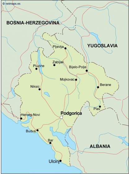 montenegro political map