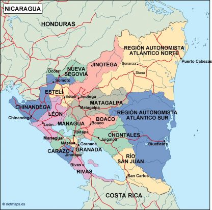 nicaragua political map
