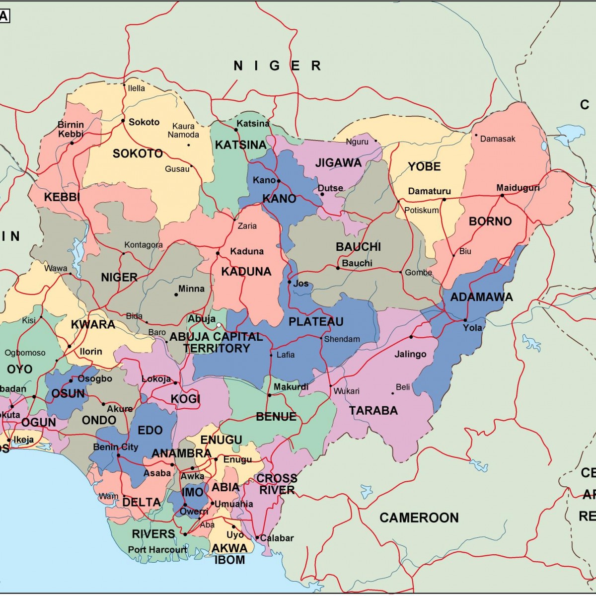 nigeria-political-map-vector-eps-maps-eps-illustrator-map-vector