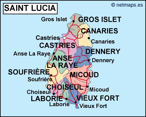 saint lucia political map