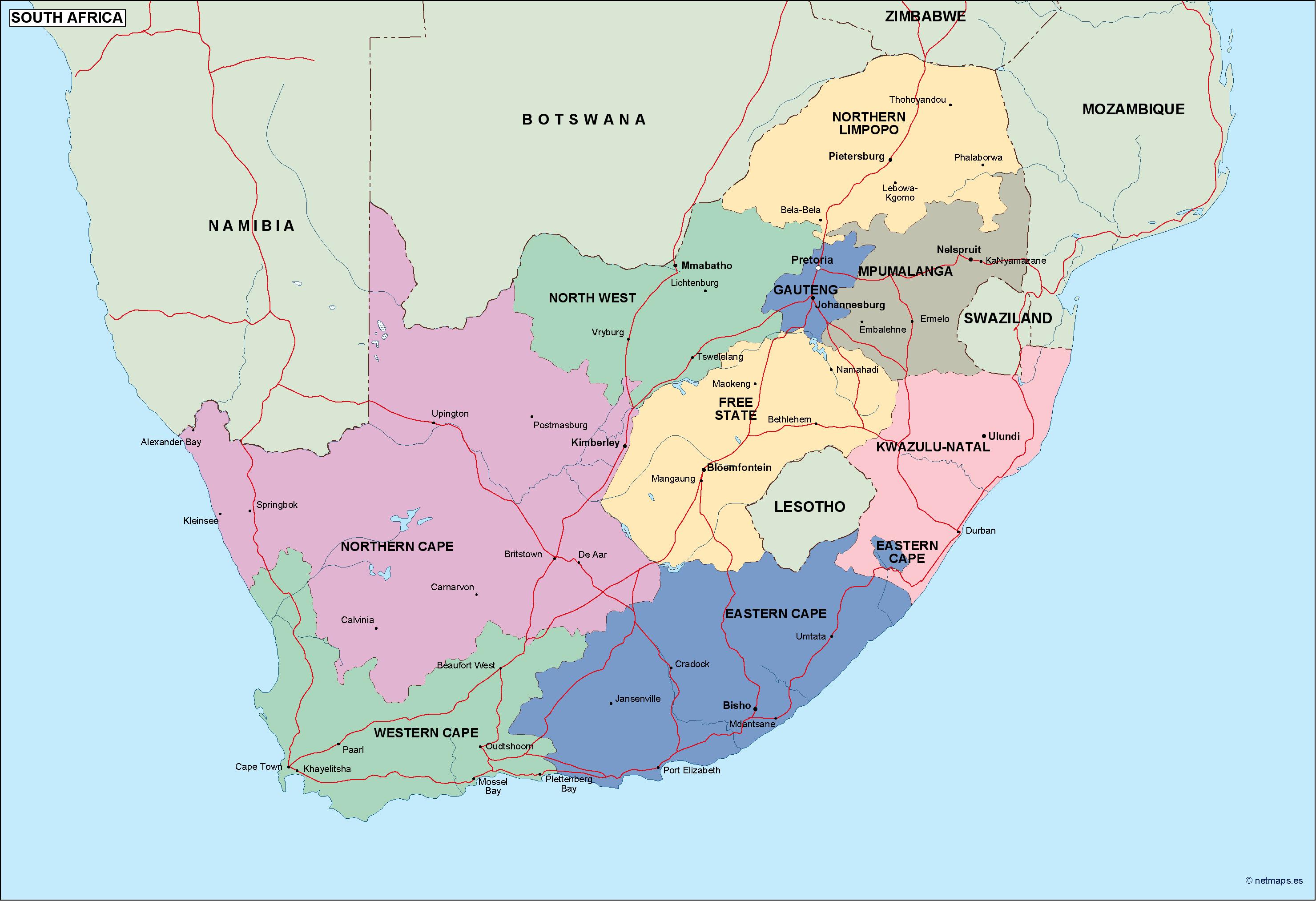 South Africa Political Map Vector Eps Maps Eps Illustrator Map