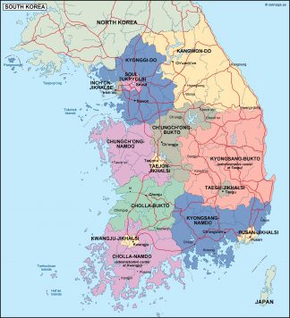 south korea political map