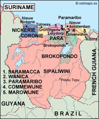 surinam political map