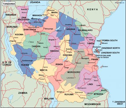 tanzania political map