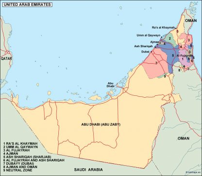 united arab emirates political map