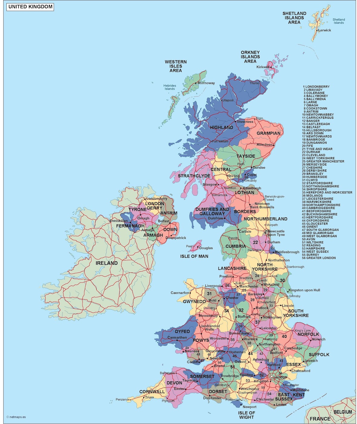 united kingdom political map. Illustrator Vector Eps maps. Eps