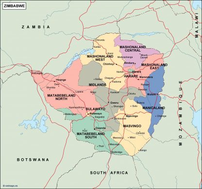 zimbabwe political map