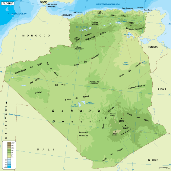 Algeria physical map