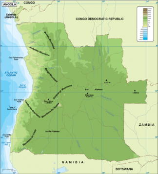 Angola physical map