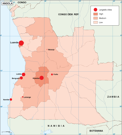 Angola population map