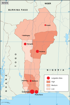 Benin population map