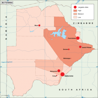 Botswana population map