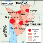 Burundi population map