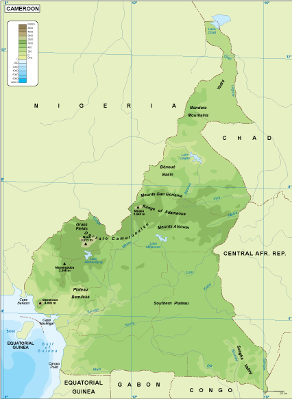 Cameroon physical map