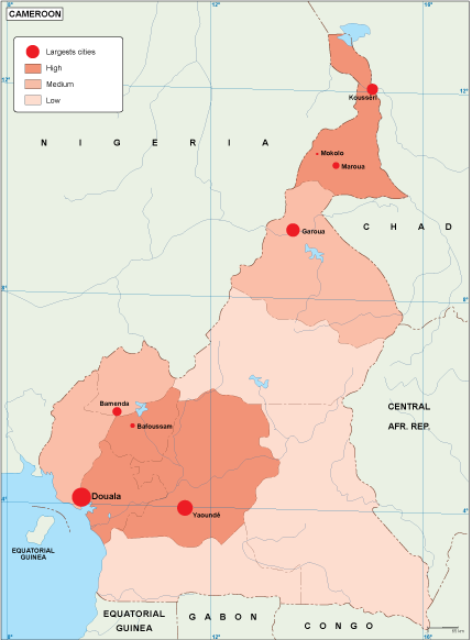 Cameroon population map