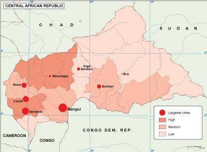 Central Afr Rep population map