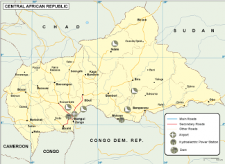 Central Afr Rep transportation map