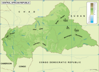 Central African Rep physical map