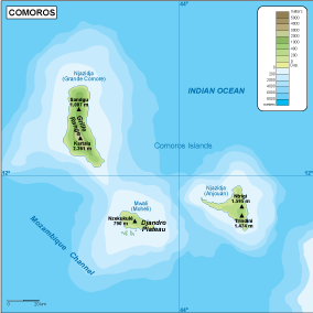 Comores physical map
