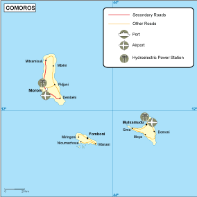 Comores transportation map