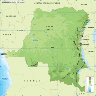 Congo Dem Rep physical map