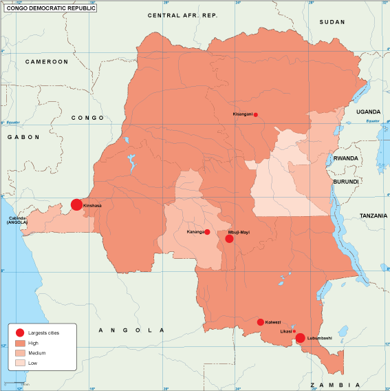 Congo Dem Rep population map