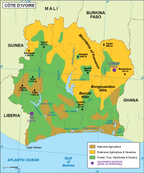 Cote Ivoire vegetation map