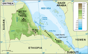 Eritrea physical map