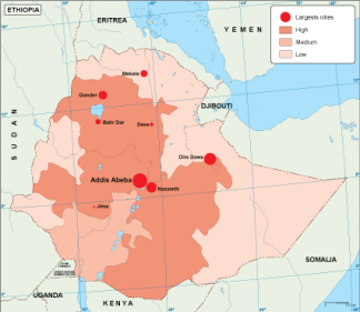 Ethiopia population map