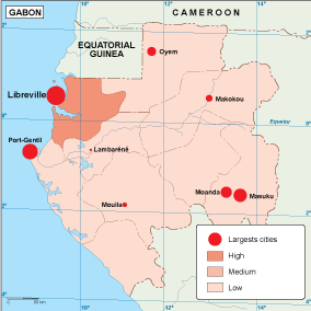 Gabon population map